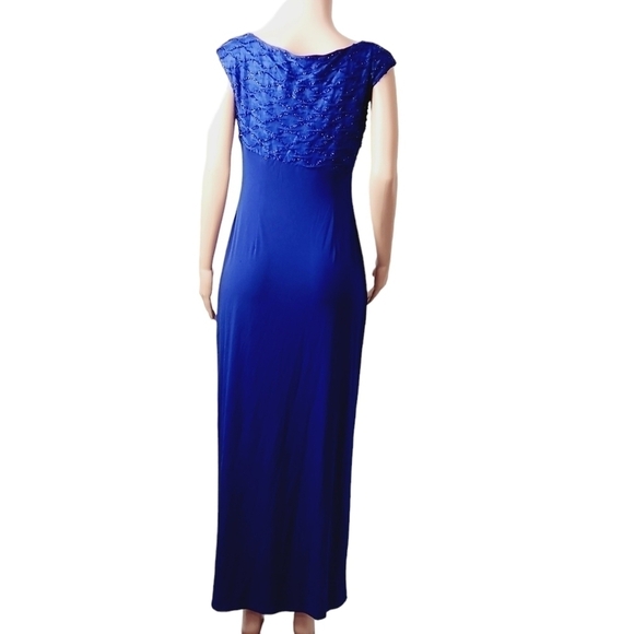 Connection Apperal Lisa Royal Blue Faux Wrap Floor Length Dress Size: 8 - Picture 5 of 10
